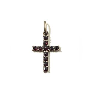 Antique Bohemian Garnet Cross Mini Pendant